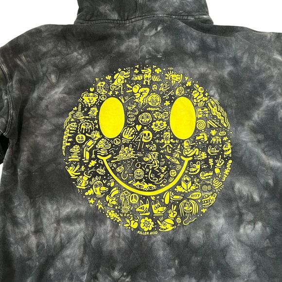 Killer Acid Miles Of Smiles Grey & Black Tie Dye Hoodie - Picture 4 of 7